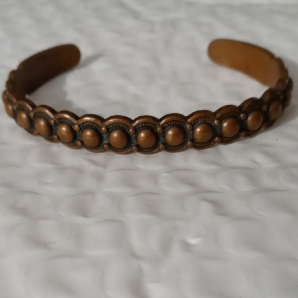 Vintage Solid Copper Style Beaded Design Cuff Bracelet - Picture 1 of 5